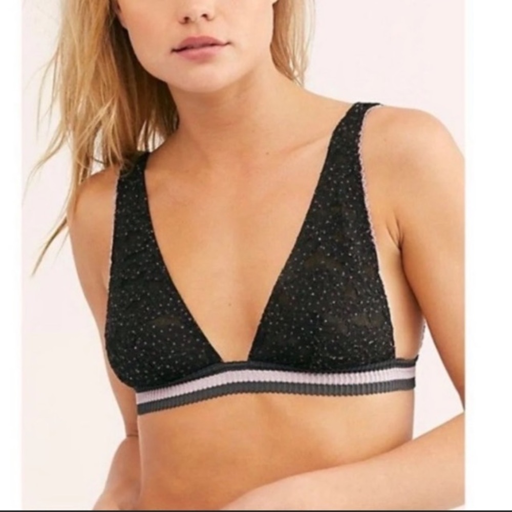 Free People Triangle Bralette “Night Combo” Black & Lavender - Picture 3 of 4